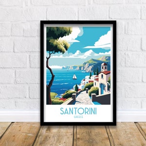 Santorini Greece Travel Poster, Art Print , Wall Art, Art Print, Santorini traditional travel print - Greece, Santorini poster