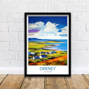 Orkney Islands Travel Print , Orkney Wall Art, Scotland Poster, Orkney Illustration, Travel Gift for Scotland, Orkney Home Decor