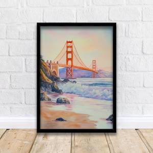 San Francisco Watercolor Painting Wall Art Golden Gate Bridge Print San Francisco Art Watercolor Art California Coastal Decor