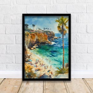 La Jolla Cove Watercolor Painting California Coastal Art La Jolla Print Watercolor Seascape Beach Art Scenic La Jolla Cove Decor