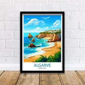 Algarve Portugal Travel Print  Algarve Wall Decor Algarve Poster Portugal Travel Prints Algarve Art Print Algarve Illustration Algarve Wall