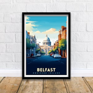 Belfast Northern Ireland Travel Print  Belfast Wall Decor Belfast Home Living Decor Belfast Cityscape Illustration Travel Poster Gift