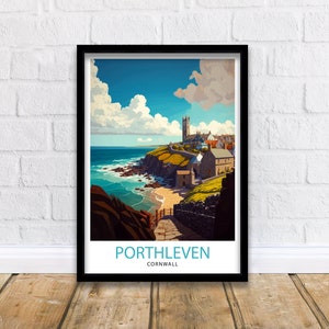 Porthleven Cornwall Travel Print Porthleven Wall Art Porthleven Home Decor, Porthleven Illustration Cornwall Travel Poster Gift for Cornwall