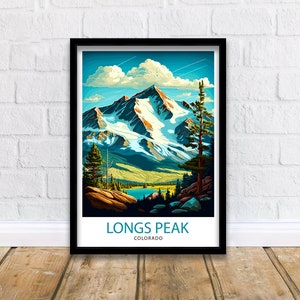 Longs Peak Colorado Travel Poster Mountain Wall Art Colorado Landscape Print| Longs Peak Art Rocky Mountains Decor