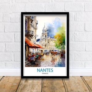 Nantes France Travel Print  Nantes Wall Decor Nantes Illustration Nantes Travel Poster Gift For Nantes France Home Decor