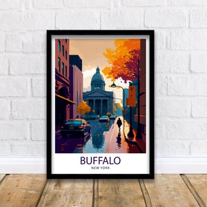 Buffalo New York Travel Print Buffalo Wall Decor Buffalo Home Living Decor Buffalo Illustration Travel Poster Gift For Buffalo NY Home Decor