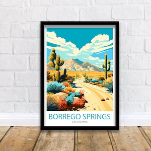 Borrego Springs California Travel Print| Borrego Springs Wall Art California Desert Decor Borrego Springs Illustration Travel Poster Gift