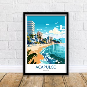 Acapulco Mexico Travel Print  Acapulco Wall Decor Acapulco Home Living Decor Acapulco Mexico Illustration Travel Poster Gift For Acapulco