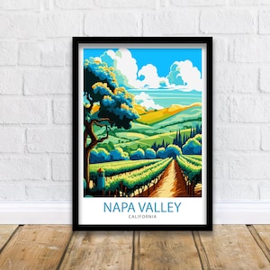Napa Valley California Travel Print| Napa Valley Wall Art Napa Valley Illustration California Travel Poster Gift For Wine Lovers Napa Valley