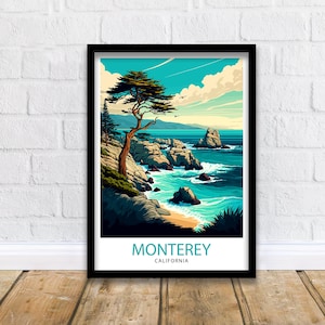 Monterey California Travel Print| Monterey Wall Decor Monterey Home Living Decor Monterey Illustration Travel Poster Gift For Monterey