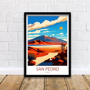 San Pedro Chile Travel Print  San Pedro Wall Art San Pedro Home Decor San Pedro Chile Illustration Travel Poster Chile Home Decor