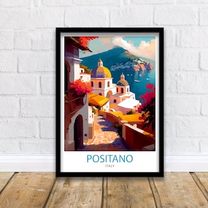 Positano Italy Travel Print Positano Wall Decor Positano Home Living Decor Positano Italy Illustration Travel Poster Gift for Positano Italy