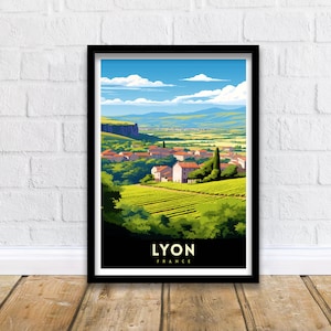 Lyon France Travel Print  Lyon Wall Decor Lyon Poster France Travel Prints Lyon Art Print Lyon Illustration Lyon Wall Art - France Print