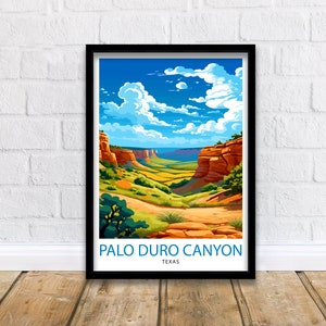 Palo Duro Canyon Texas Travel Print| Texas Wall Art Texas Home Decor Travel Poster Gift Texas Illustration
