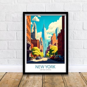 New York City Travel Print| New York Wall Art NYC Illustration Travel Poster Gift for New York Home Decor
