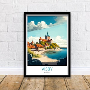 Visby Sweden Travel Print  Visby Wall Art Visby Home Decor Visby Cityscape Illustration Visby Poster Visby Travel Souvenir Sweden Travel
