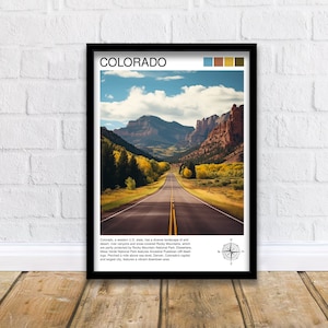 Colorado Travel Print| Colorado Wall Decor Colorado Poster USA Travel Prints Colorado Art Print Colorado Illustration Colorado Wall Art