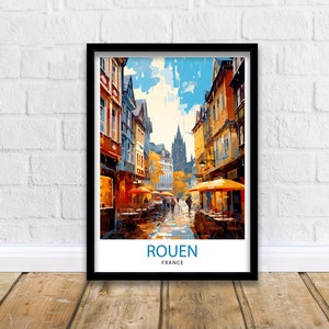 Rouen France Travel Print  France Wall Decor Rouen Poster Normandy Travel Prints France Art Print Rouen Illustration France Wall Art City