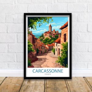 Impresión de viaje a Carcassonne, Francia, decoración de pared de Carcassonne, póster de Carcassonne, impresiones de viaje a Francia, impresión artística de Carcassonne