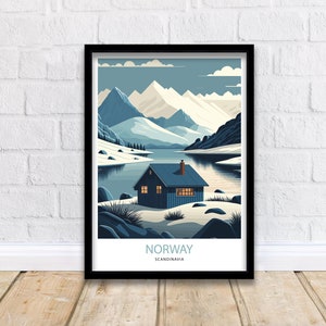 Norway Travel Print  |  Norway Wall Art, Norway Travel Poster, Scandinavian Art, Norway Travel Print, Scandinavian Deco, Retro Poster