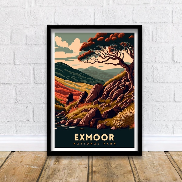 Exmoor National Park Travel Print  | Exmoor Poster | Exmoor Print | Fine Art Print | National Park | Exmoor Landscape | Travel Poster