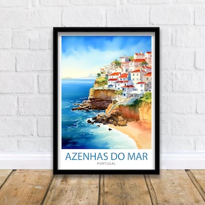 Azenhas do Mar Portugal Imprimir Azenhas Decoración Azenhas Cartel Azenhas Arte Azenhas Pared Arte Regalo para los amantes de la costa Azenhas Decoración del hogar