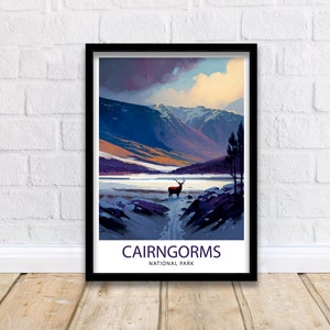 Cairngorms National Park Travel Print  National Park Scotland Cairngorms Print Travel Poster Scottish Highlands Cairngorms Poster