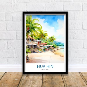 Hua Hin Thailand Travel Print  Hua Hin Wall Decor Hua Hin Poster Thailand Travel Prints Hua Hin Art Print Hua Hin Illustration Hua Hin Wall