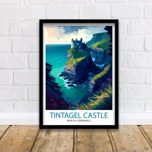 Tintagel Castle Travel Print  Tintagel Wall Decor Tintagel Poster Cornwall Travel Prints Tintagel Art Print Tintagel Illustration Tintagel