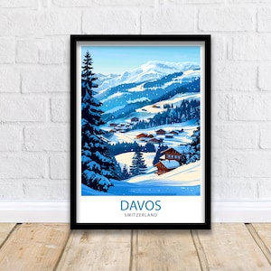 Davos Ski Resort Travel Print Wall Art Davos Wall Hanging Home Décor Davos Gift Art Lovers Switzerland Art Lover Gift Print Art