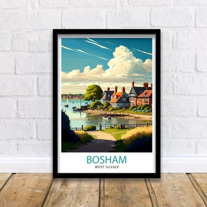 Bosham West Sussex Travel Print  Bosham Wall Art Bosham Illustration Travel Poster Gift West Sussex Home Decor