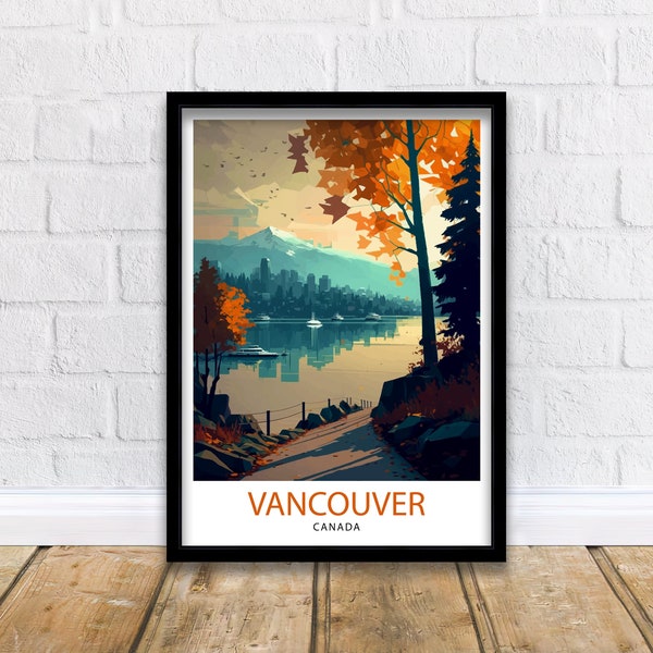 Vancouver Travel Print  Vancouver Wall Decor Vancouver Home Living Decor Vancouver Illustration Travel Poster, Gift For Vancouver, Canada