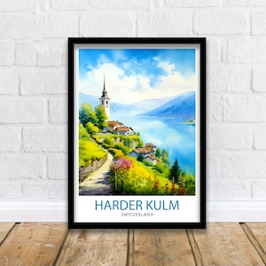 Harder Kulm Switzerland Print  - Swiss Alps View Art - Interlaken Overlook Poster - Swiss Mountain Decor - Travel Souvenir - Alpine Scene
