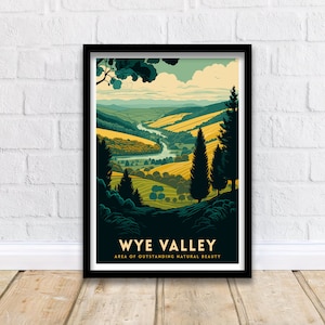 Wye Valley Travel Print  Wye Valley Wall Art Wye Valley Home Decor Wye Valley Illustration Travel Poster Gift for Wye Valley UK Travel Print