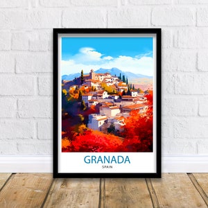 Granada Spain Travel Print  Granada Wall Art Spain Travel Poster Granada Home Decor Granada Spain Illustration Travel Prints