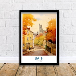 Bath Somerset Travel Print  Bath Wall Art Bath Home Decor Bath Illustration Travel Poster Gift Somerset England Home Decor
