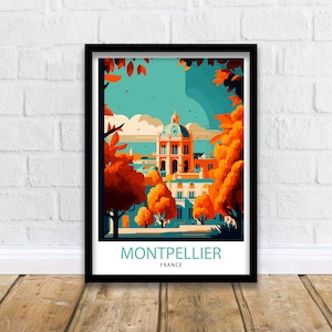 Montpellier France Travel Print , Montpellier Wall Art, Montpellier Home Decor, Montpellier Illustration, Montpellier Travel Poster
