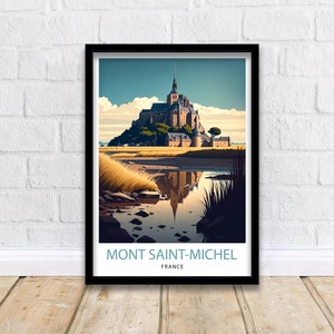 Mont Saint-Michel Travel Print  Mont Saint-Michel Wall Art Mont Saint-Michel France Illustration Travel Poster Gift For Mont Saint-Michel