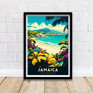 Impresión de viaje caribeña de Jamaica, decoración de pared, arte de pared, colgante de pared de Jamaica, decoración del hogar, regalo de Jamaica, amantes del arte, impresión de regalo para amantes del arte caribeño