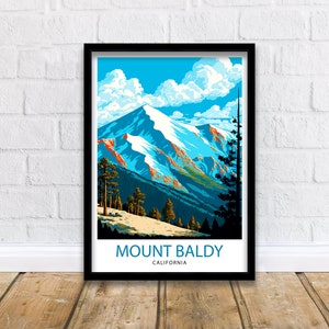Mount Baldy California Travel Print| Mount Baldy Wall Decor Mount Baldy Home Living Decor Mount Baldy California Illustration Travel Poster