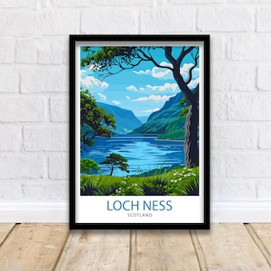 Loch Ness Travel Print  Loch Ness Wall Decor Loch Ness Poster Scotland Travel Prints Loch Ness Art Print Loch Ness Illustration Loch Ness