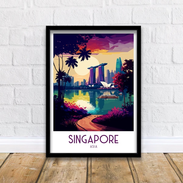 Singapore Asia Travel Print  Singapore Wall Decor Singapore Home Living Decor Singapore Illustration Travel Poster Gift For Singapore Asia