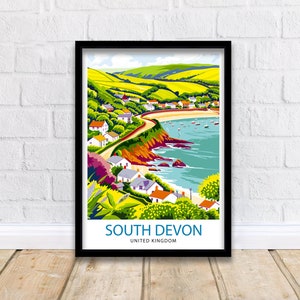 Devon Travel Print  Devon Wall Decor Devon Home Living Decor Devon Illustration Travel Poster Gift for Devon UK Home Decor