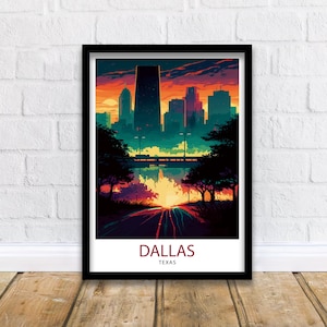 Dallas Texas Travel Print| Dallas Wall Art Dallas Home Decor Dallas Illustration Travel Poster Gift Texas Home Decor