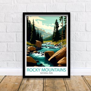 Rocky Mountains Travel Print  Mountain Wall Art Wall Art Rocky Mountain Art Rocky Mountain Colorado Art Rocky Mountain Print