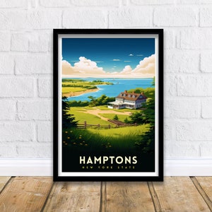 Hamptons New York State Travel Print| Hamptons Wall Decor Hamptons Poster New York State Travel Prints Hamptons Art Print Hamptons