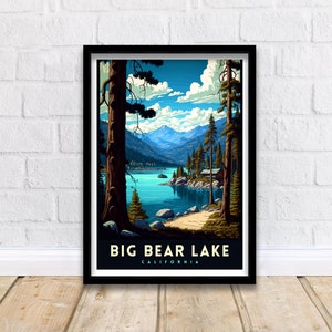 Big Bear Lake California Travel Print Wall Decor Wall Art Big Bear Lake Wall Hanging Home Décor Big Bear Lake Gift Art Lovers California