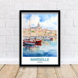 Marseille France Travel Print  Marseille Wall Decor Marseille Poster France Travel Prints Marseille Art Print Marseille Illustration