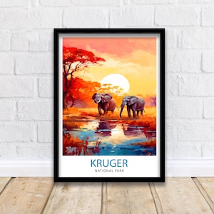 Impresión de viaje al Parque Nacional Kruger Arte de pared Colgante de pared del Parque Nacional Kruger Decoración del hogar Regalo del Parque Nacional Kruger Amantes del arte Sur