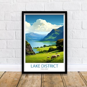 Lake District Cumbria Travel Print  Lake District Wall Art Lake District Home Decor Lake District Illustration Travel Poster, Gift for Lake